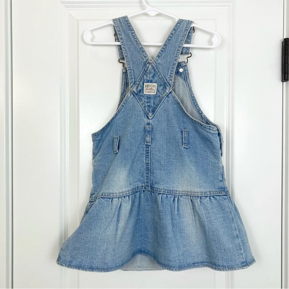 VTG Y2K Levi Strauss Levi's Denim Jean Embroidered Floral Overalls Dress Girl 4T